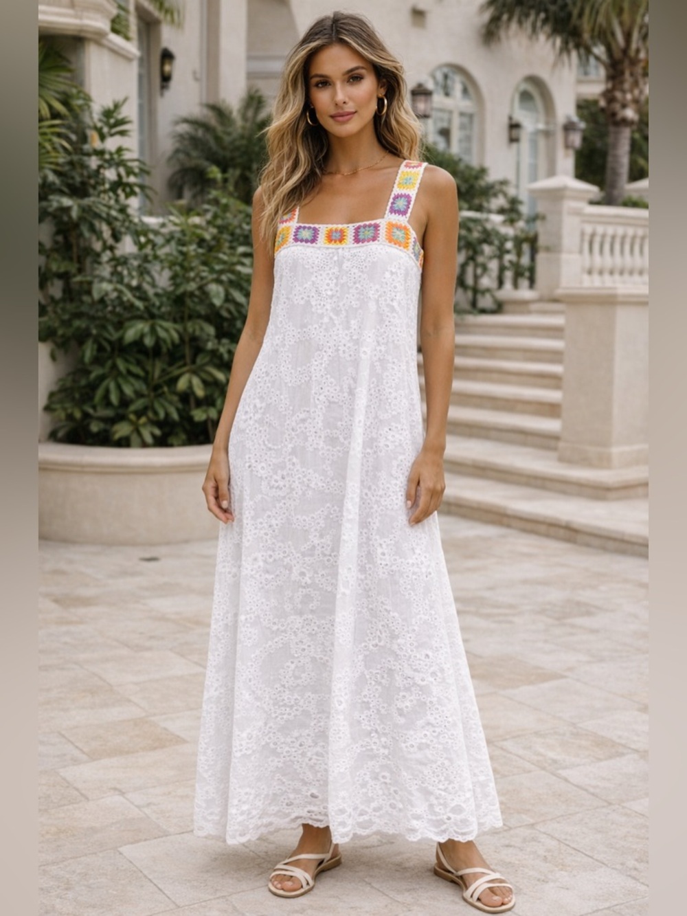 100% Cotton Made In Italy Crochet Dress